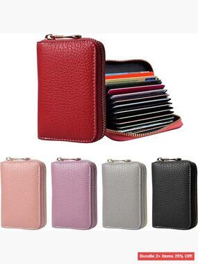 Genuine Leather RFID Blocking Slim Wallet with 12 Card Slots